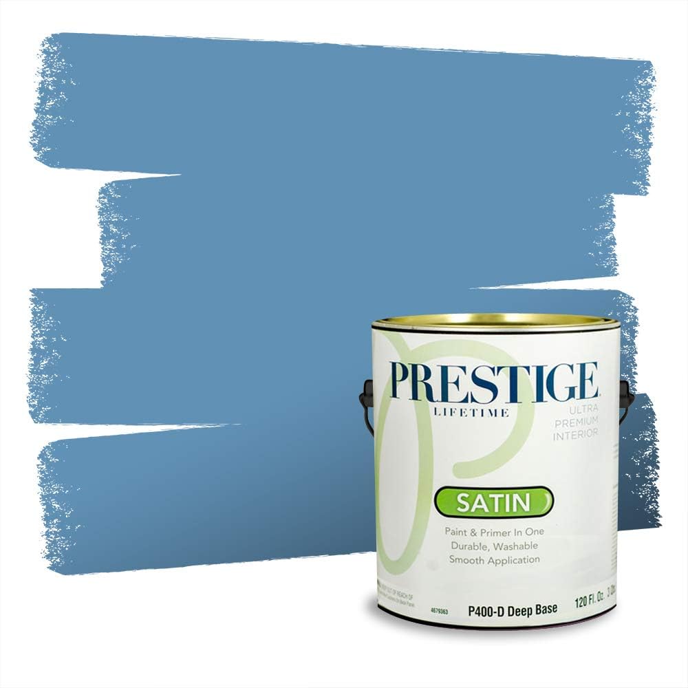 PRESTIGE Paints Exterior Paint and Primer In One, 1-Gallon, Semi-Gloss, Comparable Match of Behr* Intercoastal Gray*