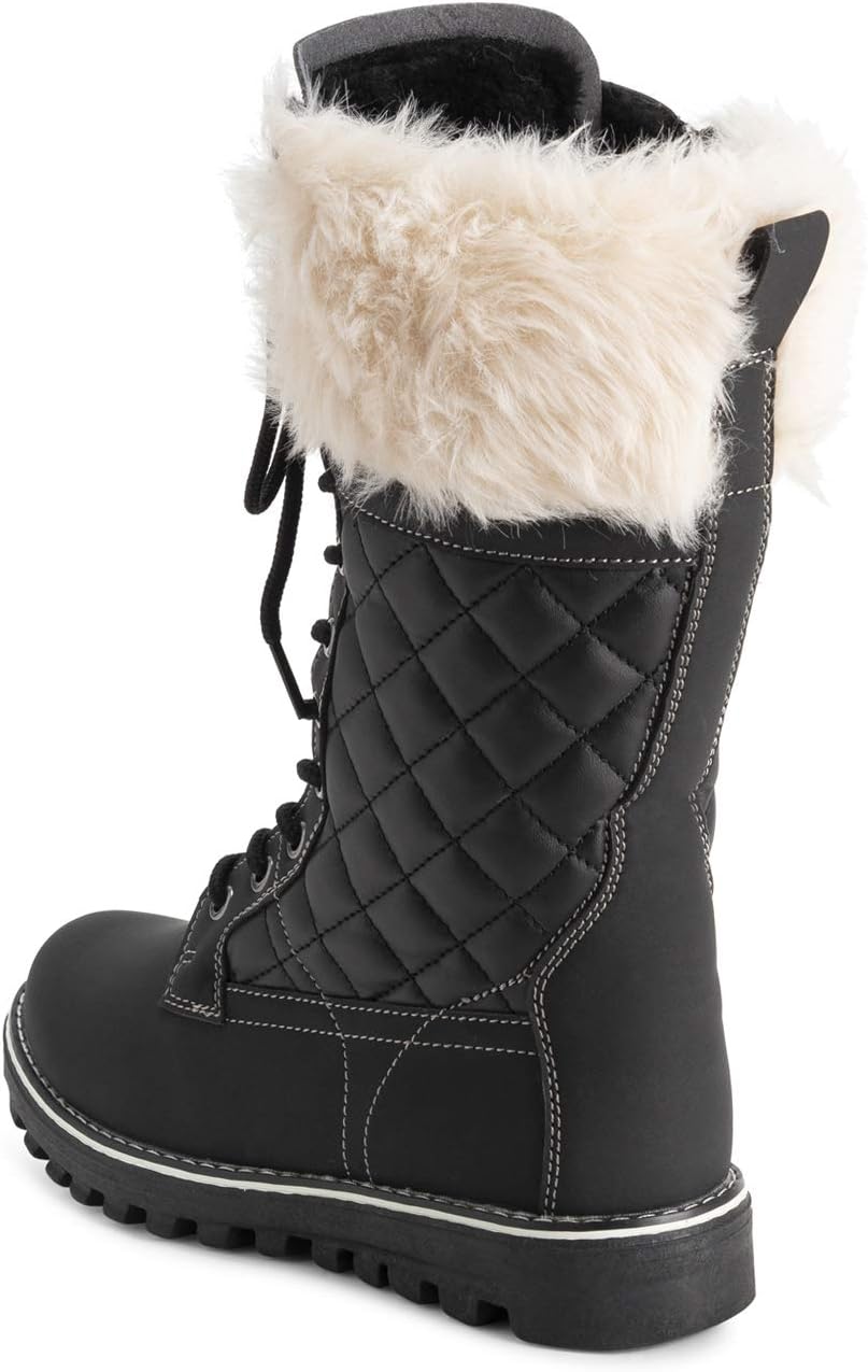 POLAR Womens Faux Fur Warm Thermal Waterproof Outdoor Walking Snow Winter Rubber Sole Calf Boots