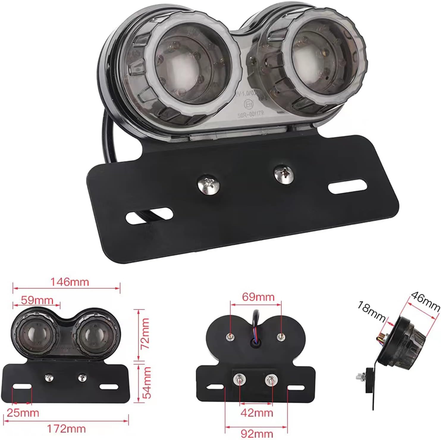 40W 40-LED Motorcycle Tail Light Integrated Driving&Brake Light Turn Signal Lamp With License Plate Bracket for Harley Honda Yamaha Suzuki Kawasaki