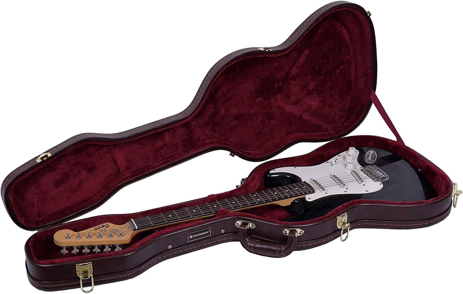 Crossrock Hardshell Arch Top wood case fits SG Electric Guitars-Black(CRW620SGBK)