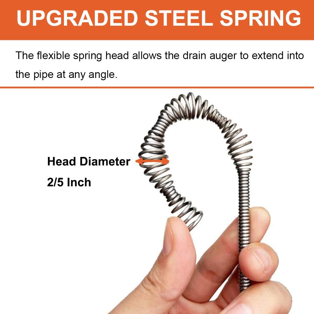 Drain Auger, 25 Feet Plumbing Snake Drain Clog Remover Tool 4-in-1 Set | Included Drain Clog Remover, Hair Clog Remover, Cleaning Brush, for Kitchen