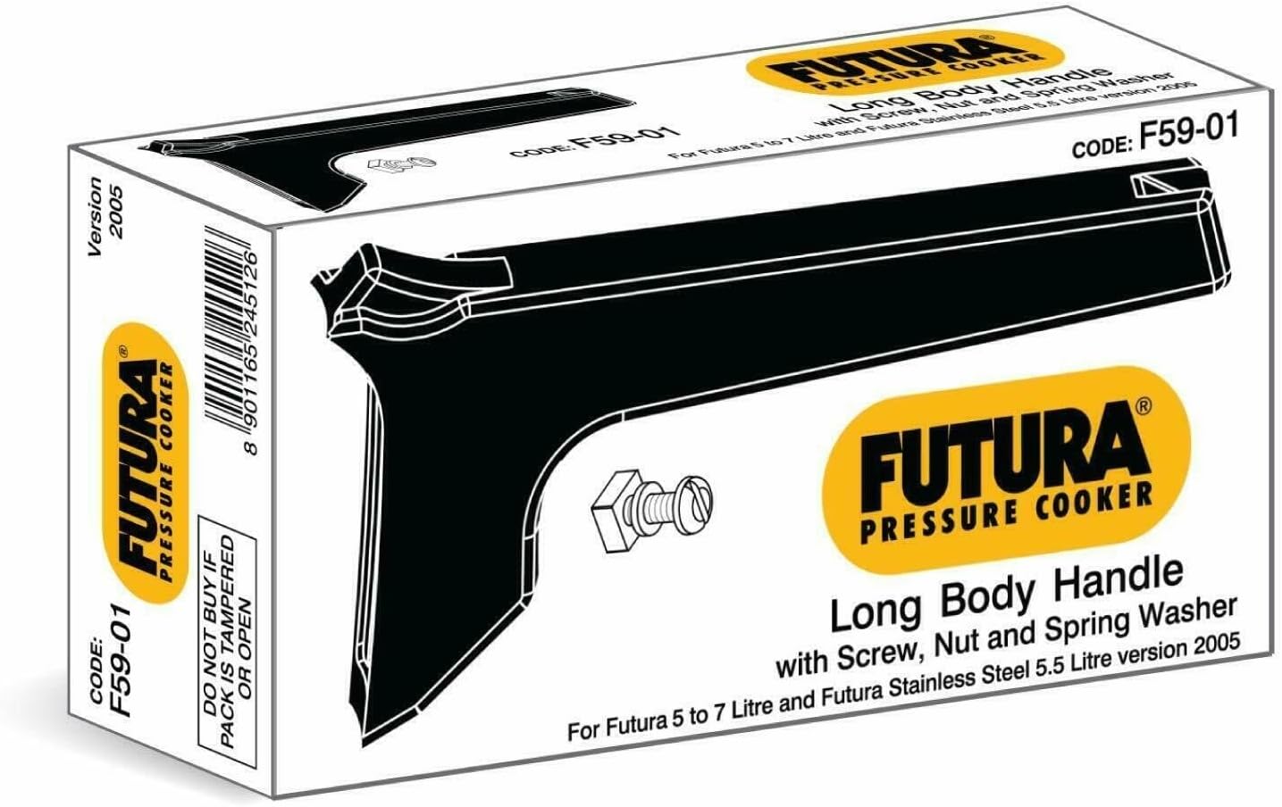 Long Body Handle for 5 – 7 Litre Tall Futura Pressure Cooker, 5.5 L Stainless Steel Futura Pressure Cooker