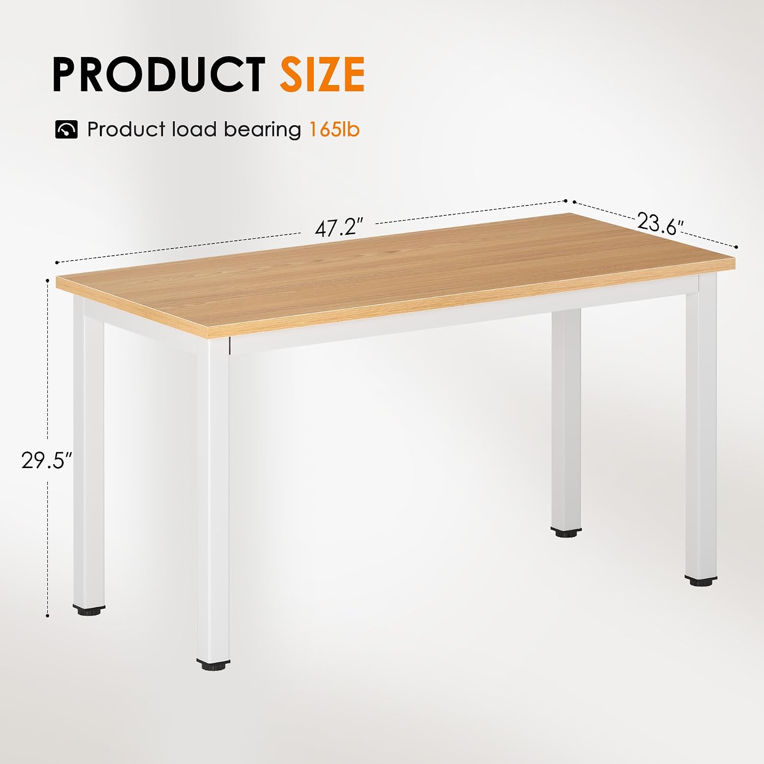 DlandHome 47 inches Medium Computer Desk for Bedroom, Retro