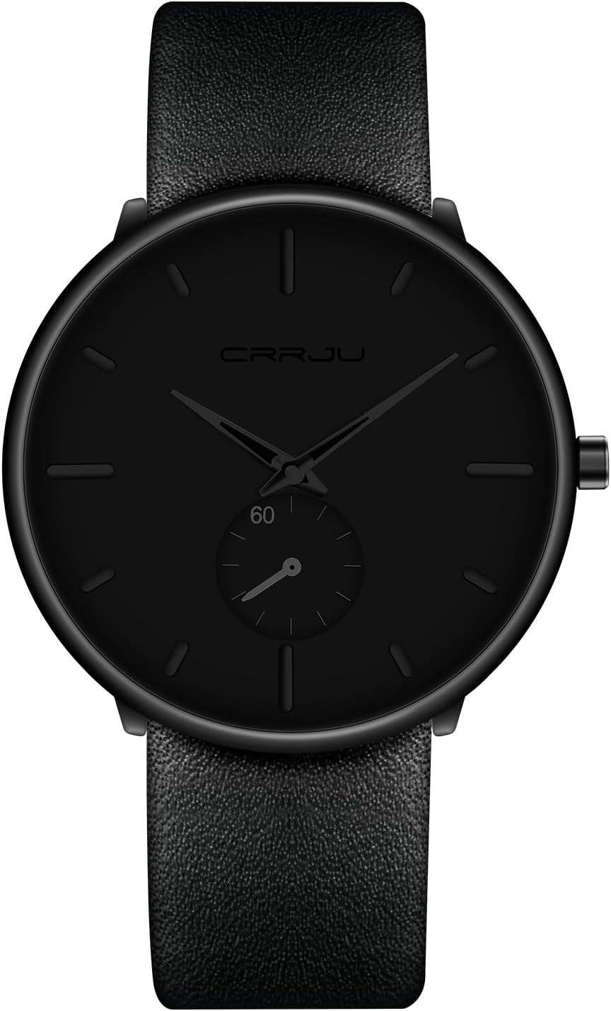Mens Watches Ultra-Thin Minimalist Waterproof-Fashion Wrist Watch for Men Unisex Dress with Leather Band