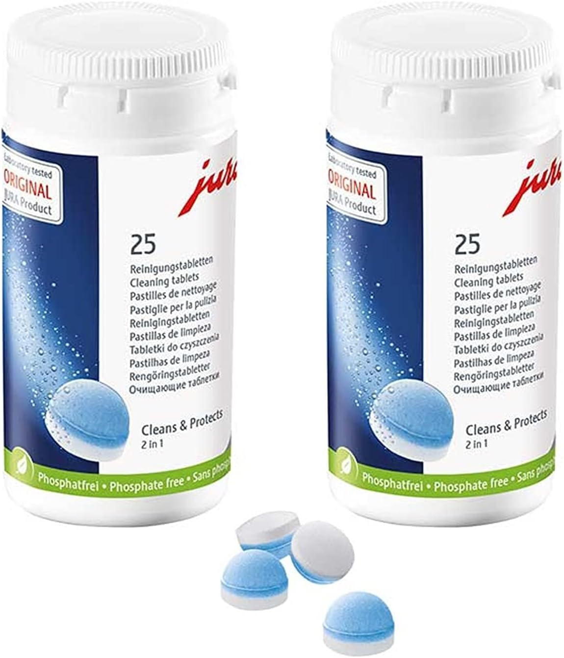 Jura 2-Phase Cleaning Tablets for Fully Automatic Coffee Machines, 25 Count