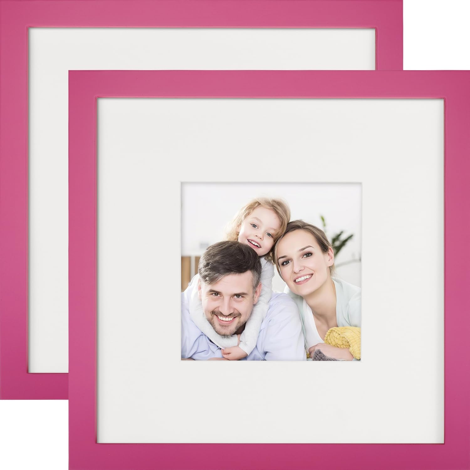 Picture Frames 8x8 2 Pack Made of Solid Wood Black for Wall Mounting and Tabletop Display