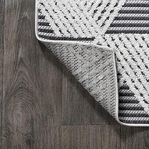 JONATHAN Y Art Deco Geometric Indoor Outdoor Area Rug 3X5 Black/Ivory, Jazz High-Low Pile for Backyard, Patio, Porch, Easy-Cleaning, High Traffic