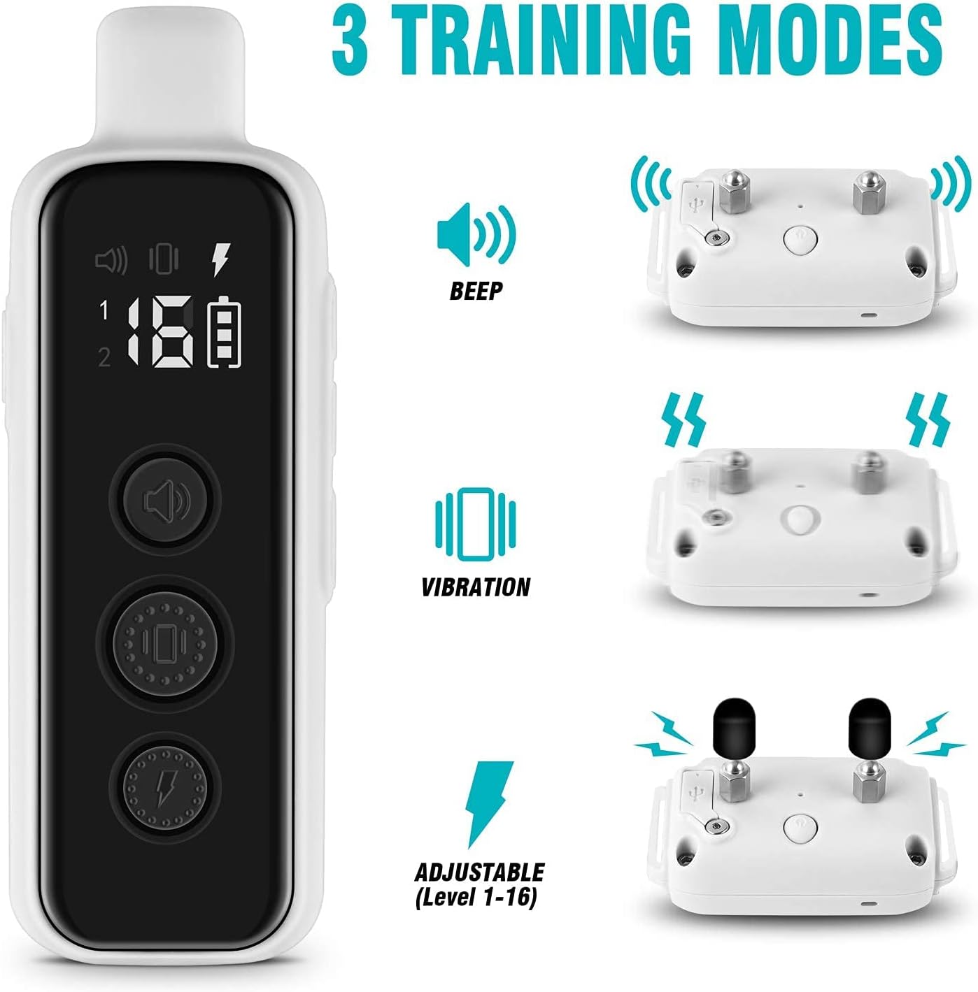 Bousnic Dog Shock Collar for 2 Dogs - (8-120lbs) Waterproof Rechargeable Electric Dog Training Collar with Remote for Small Medium Large Dogs with