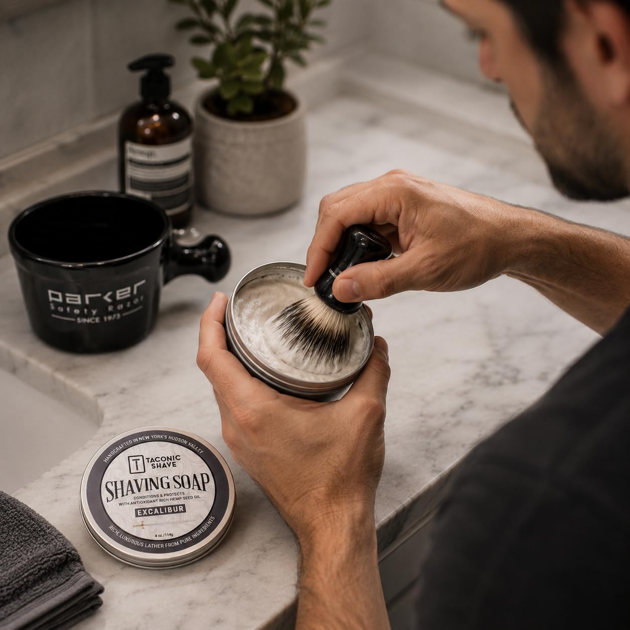 Taconic Lavender Natural Shaving Soap Puck, Rich Lather | Calming lavender aroma pairs with moisturizing natural oils to build rich protective lather for a comfortable wet shave.