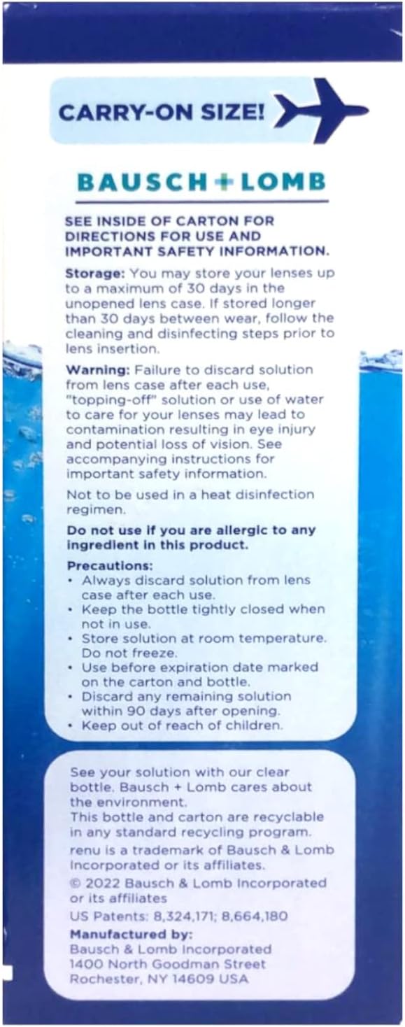Renu Multi-Purpose Contact Lens Solution Travel Size,2 Fl Oz (Pack of 3)
