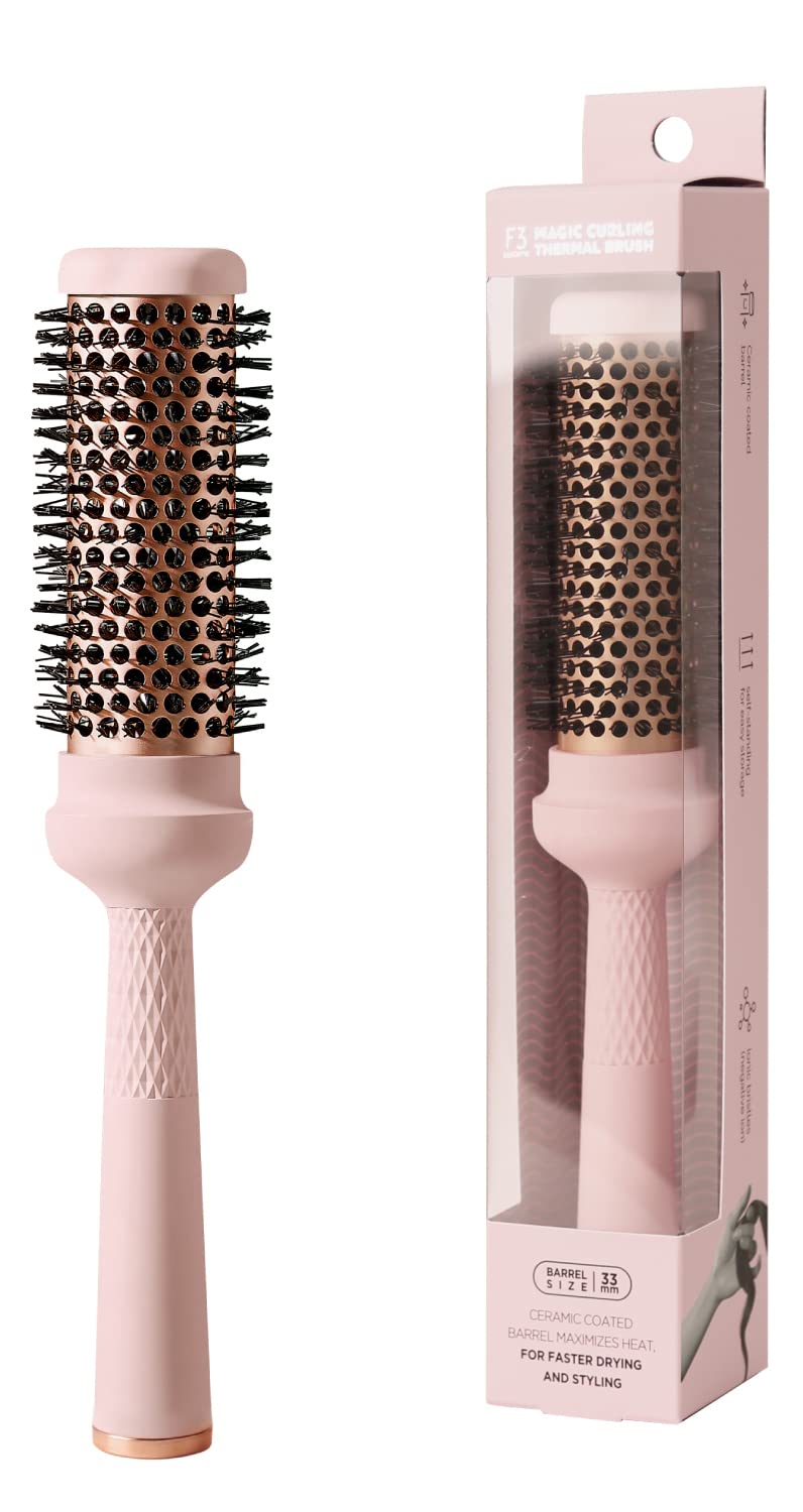 Magic Curling Round Brush (1 Inch) - Non-electronic, Self-Standing Round Brush, Great Blowout, Ceramic Coated Barrel, Quick Styling