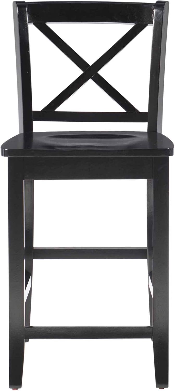 Linon Home Dcor Black X Back Counter Stool, 16" W x 17.91" D x 37.01" H