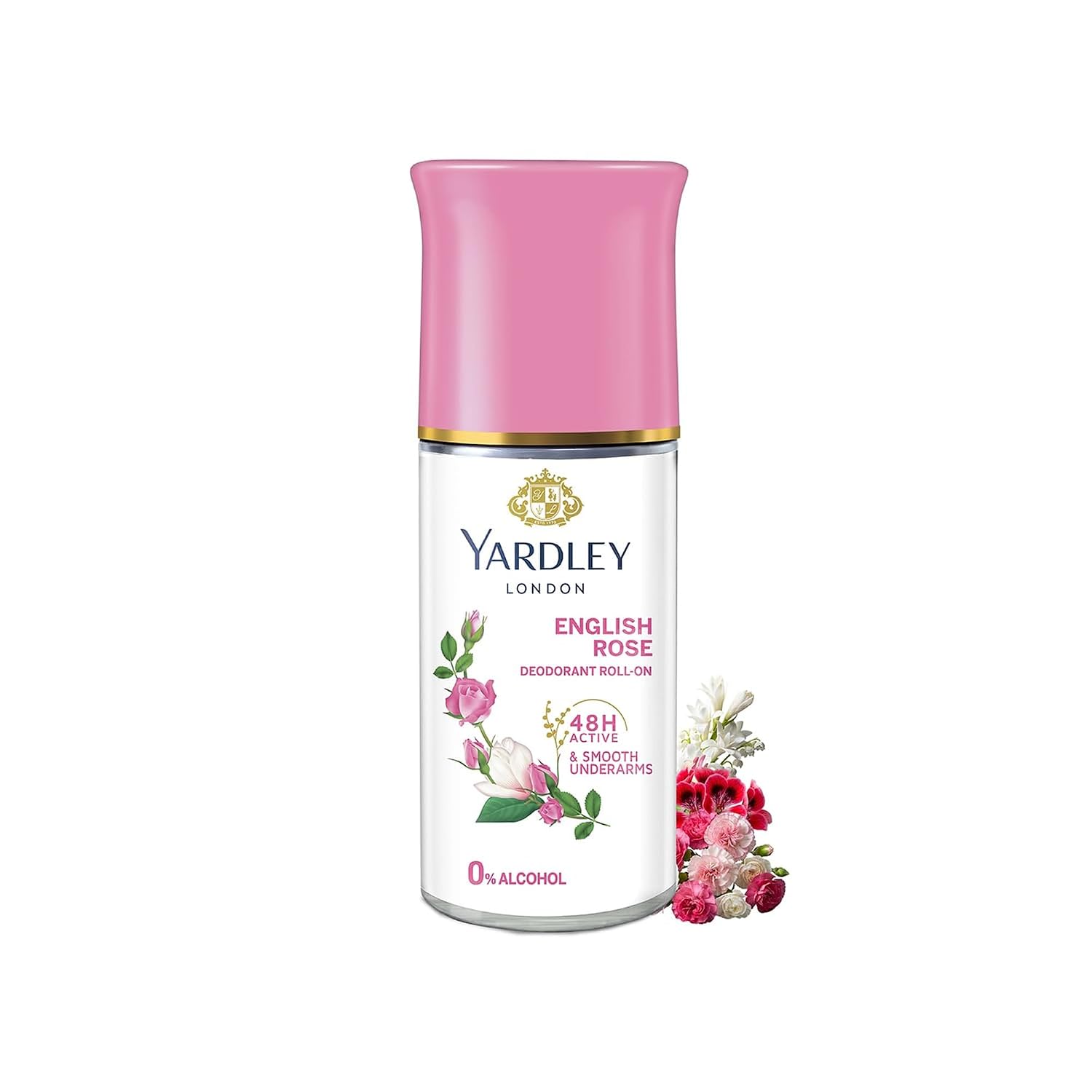 Yardley London English Rose Anti-Perspirant Deodorant Roll-On | 48-Hour Active | Alcohol-Free | 1.7oz (50ml)