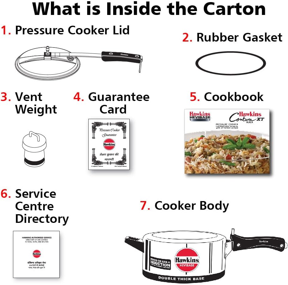 Hawkins Aluminium 5 Litre Hevibase Pressure Cooker, Induction Inner Lid Cooker, Silver (Ih50)