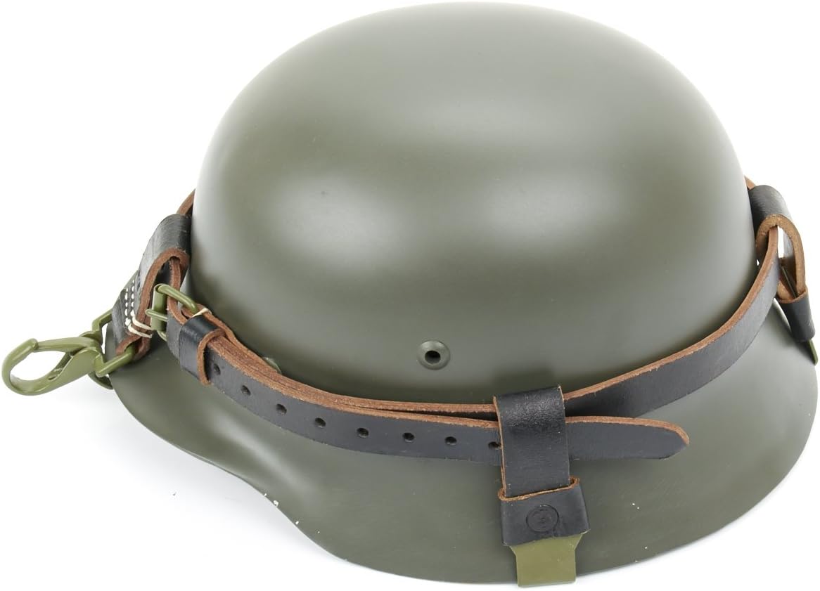 German WWII Helmet Black Leather Carry Strap with Metal Fittings (Helmet not included)