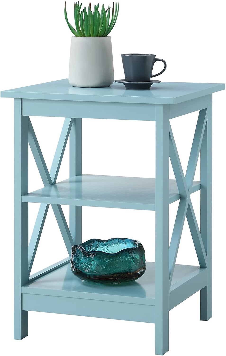 Convenience Concepts Oxford End Table 15.75" - Modern Living Room Table with Storage Shelves, Transitional Nightstand Side Table for Home Decor and Display, Espresso