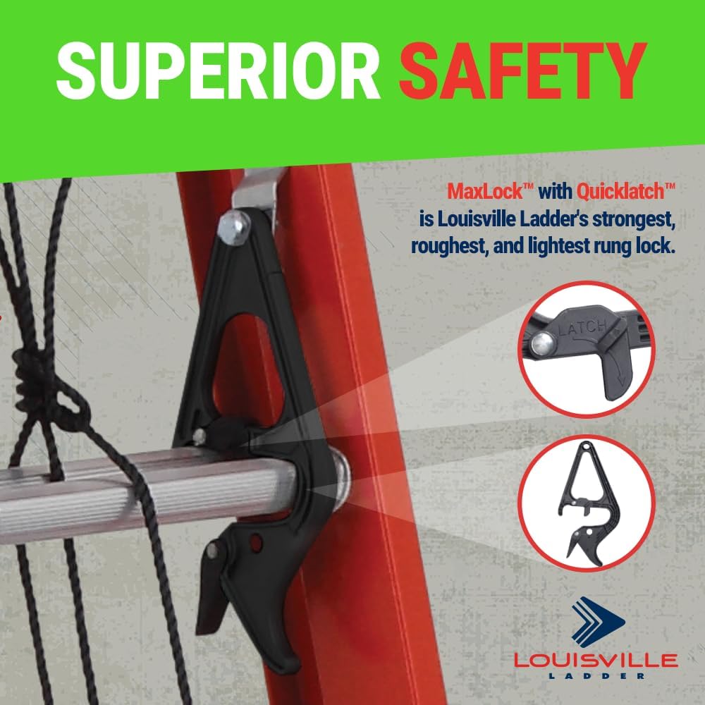 Louisville Ladder 12-Foot Fiberglass Step Ladder, 375-Pound Load Capacity, Type IAA, FS1312HD