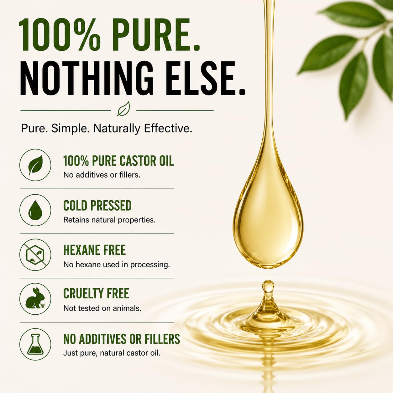 Aria Starr Castor Oil Cold Pressed - 16 FL OZ - 100% Pure Hair Oil For Hair Growth, Face, Skin Moisturizer, Scalp, Thicker Eyebrows And Eyelashes
