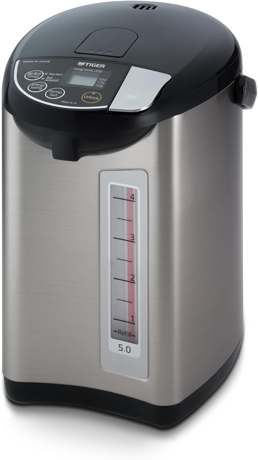 Tiger PDU-A40U Electric Water Boiler and Warmer (135 oz, Black) | Four heat settings, two sleep timers, auto lock, removable lid and cord
