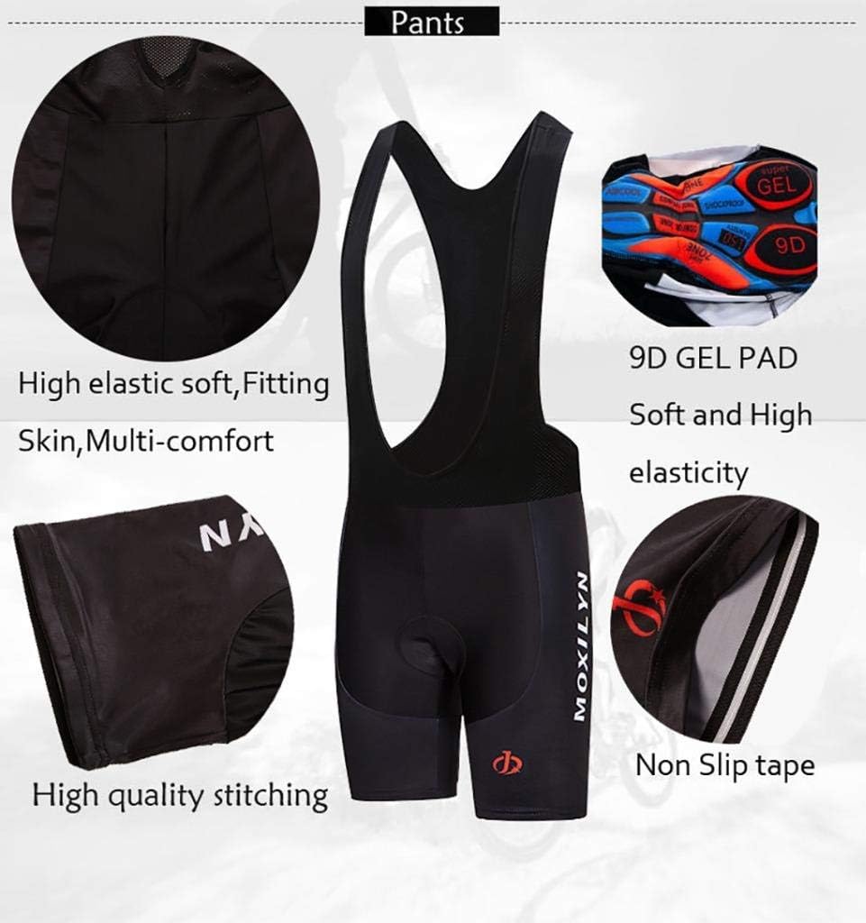 Men's Quick-Dry Cycling Jersey Set Road Bike Bicycle Shirt + Bib Shorts with 9D Gel Pad MTB Riding Clothing Kit