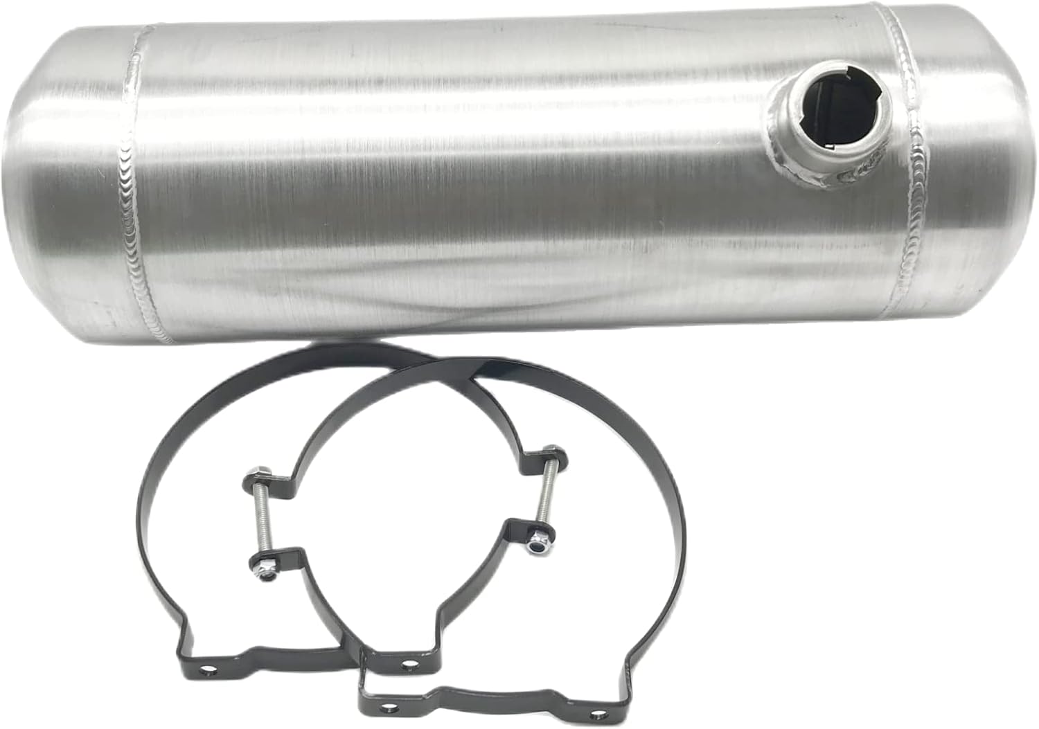 JSD 5 Gallons 8”x24“ Aluminum Spun Round Fuel Gas Tank Cell Fuel Tank with Bracket End Fill 1/4" NPT Outlet