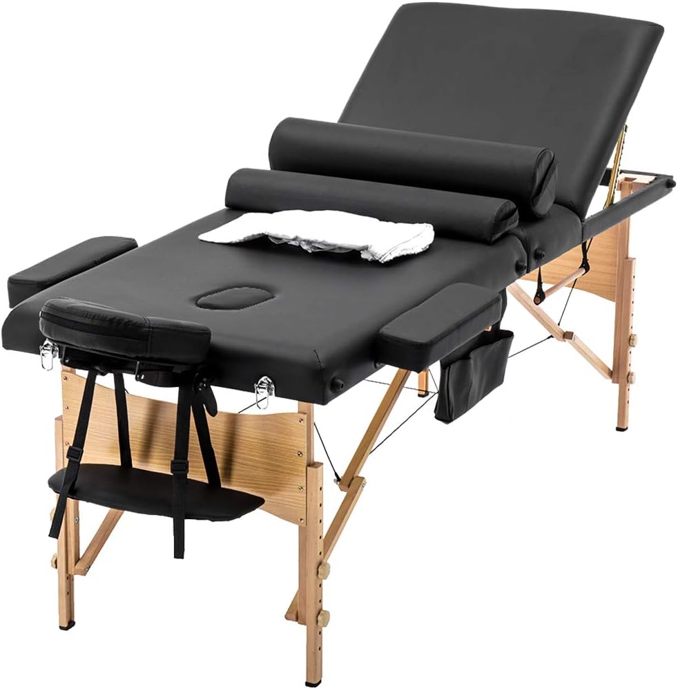 BestMassage Massage Bed Portable Massage Table 28 inch Wide Lash Bed Height Adjustable PU Leather 2 Folding with Oxford Bag for Spa Footmassage Facial CareSpa Tattoo