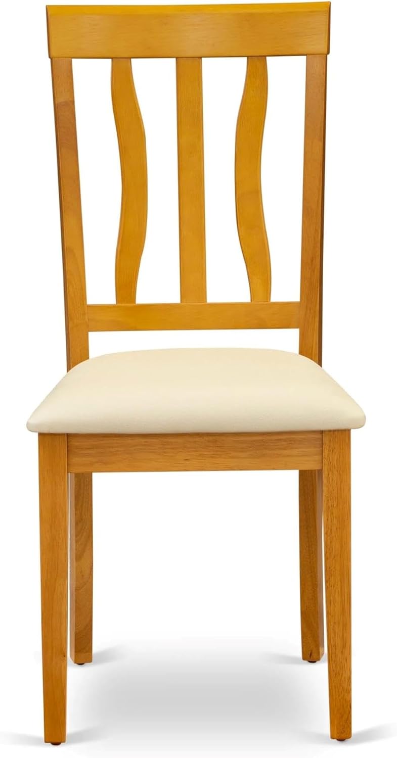 East West Furniture ANC-WHI-W Antique Dining Room Chairs - Slat Back Solid Wood Seat Chairs, Set of 2, Buttermilk & Cherry