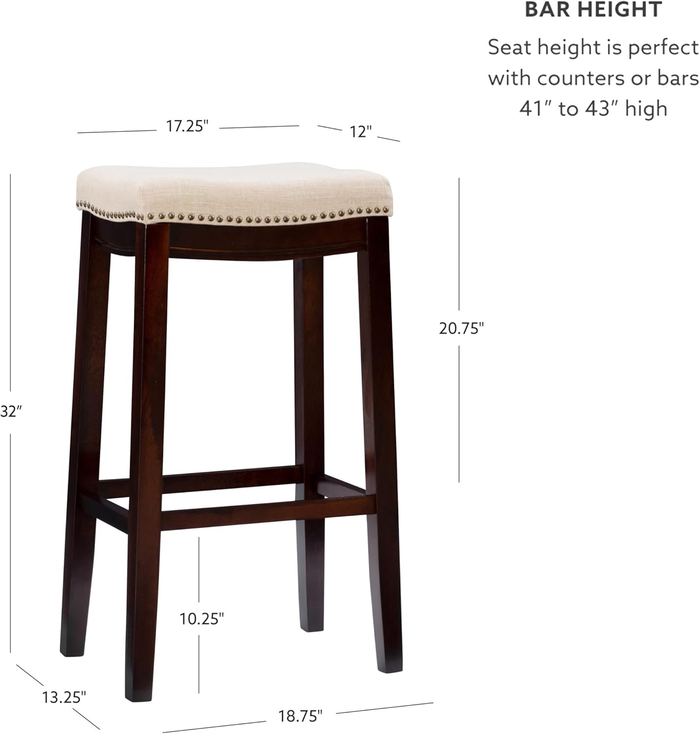 Linon Harper Stool Fabric Top