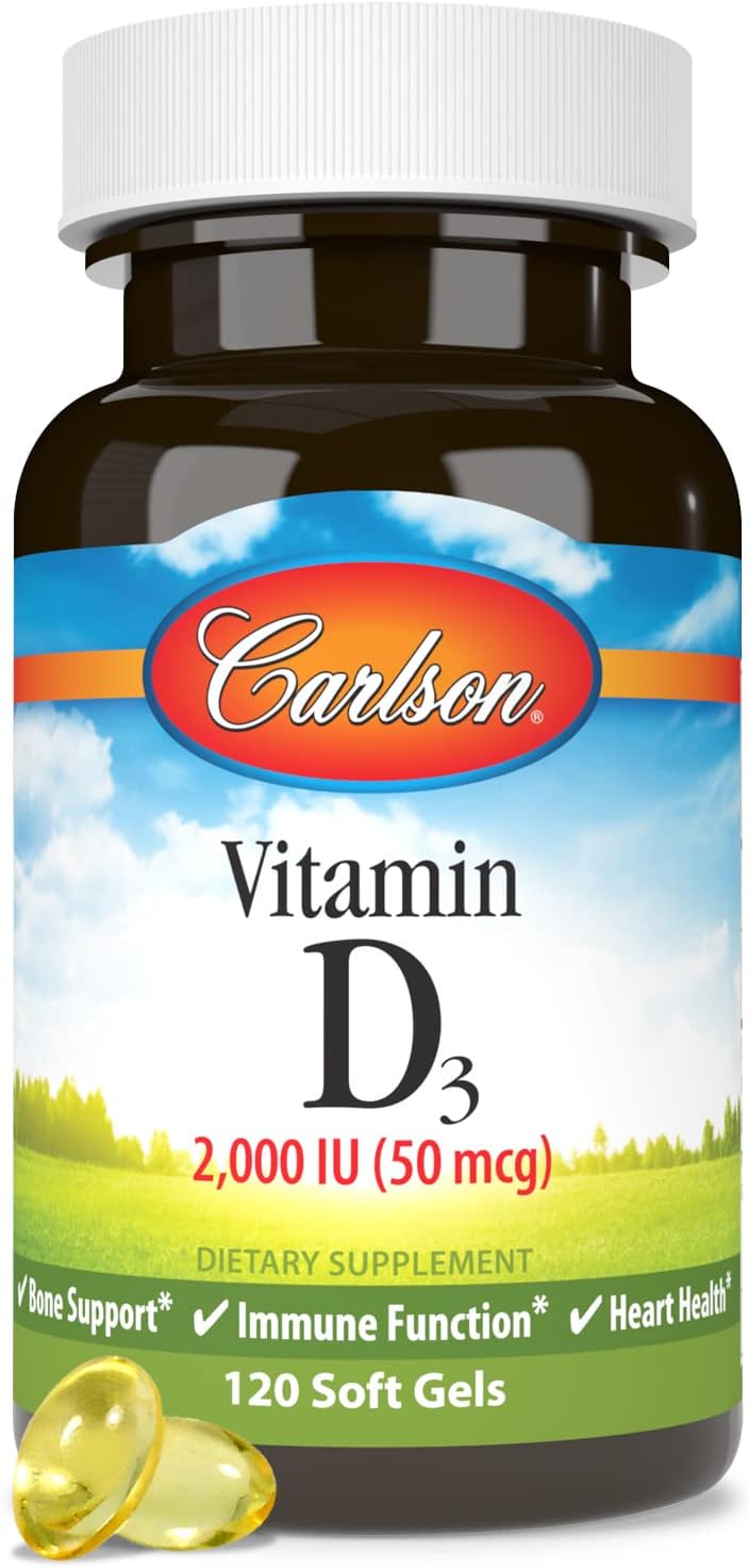 Carlson Vitamin D3, 2000 IU (50 mcg), Bone Health, 360 Softgels | Muscle Health; Cholecalciferol; Vitamin D Supplements; Vitamin D3 Soft Gels