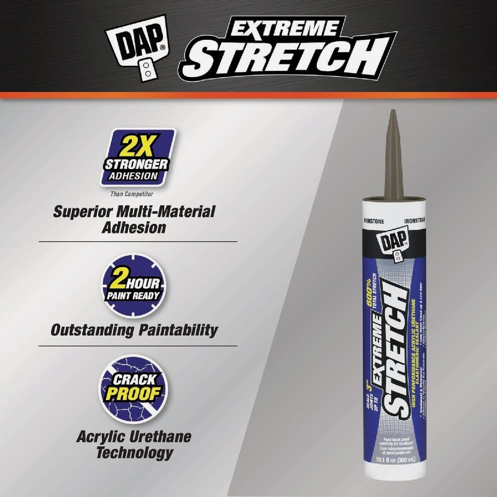 DAP Extreme Stretch Acrylic Urethane Premium Elastomeric Sealant, White, 10.1 Oz (7079818715)