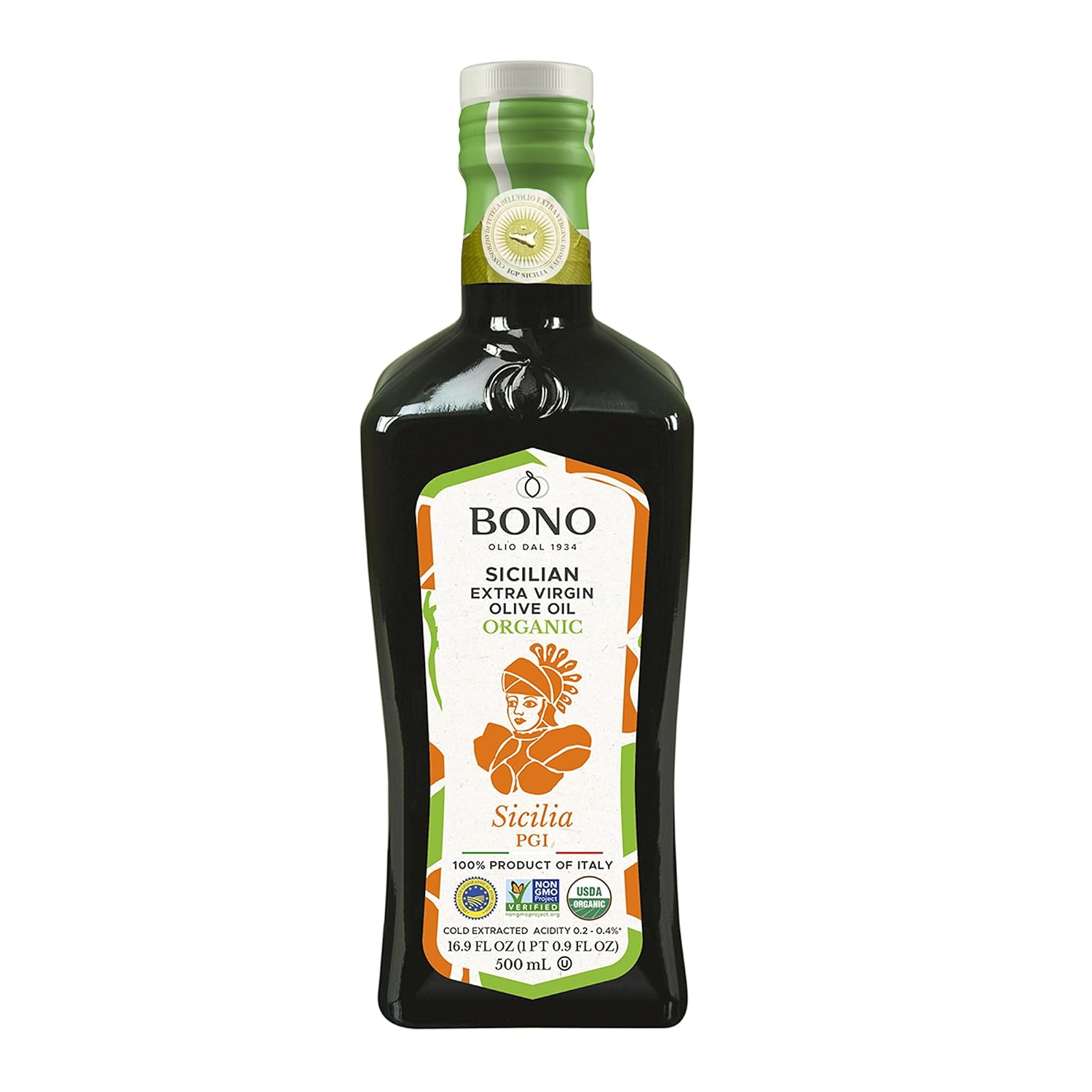 Bono Organic Extra Virgin Olive Oil, 16.9 Fl Oz – USDA Organic, Non-GMO, Certified Gluten Free, Cold Extracted, Clean Label Project Purity Award Winner