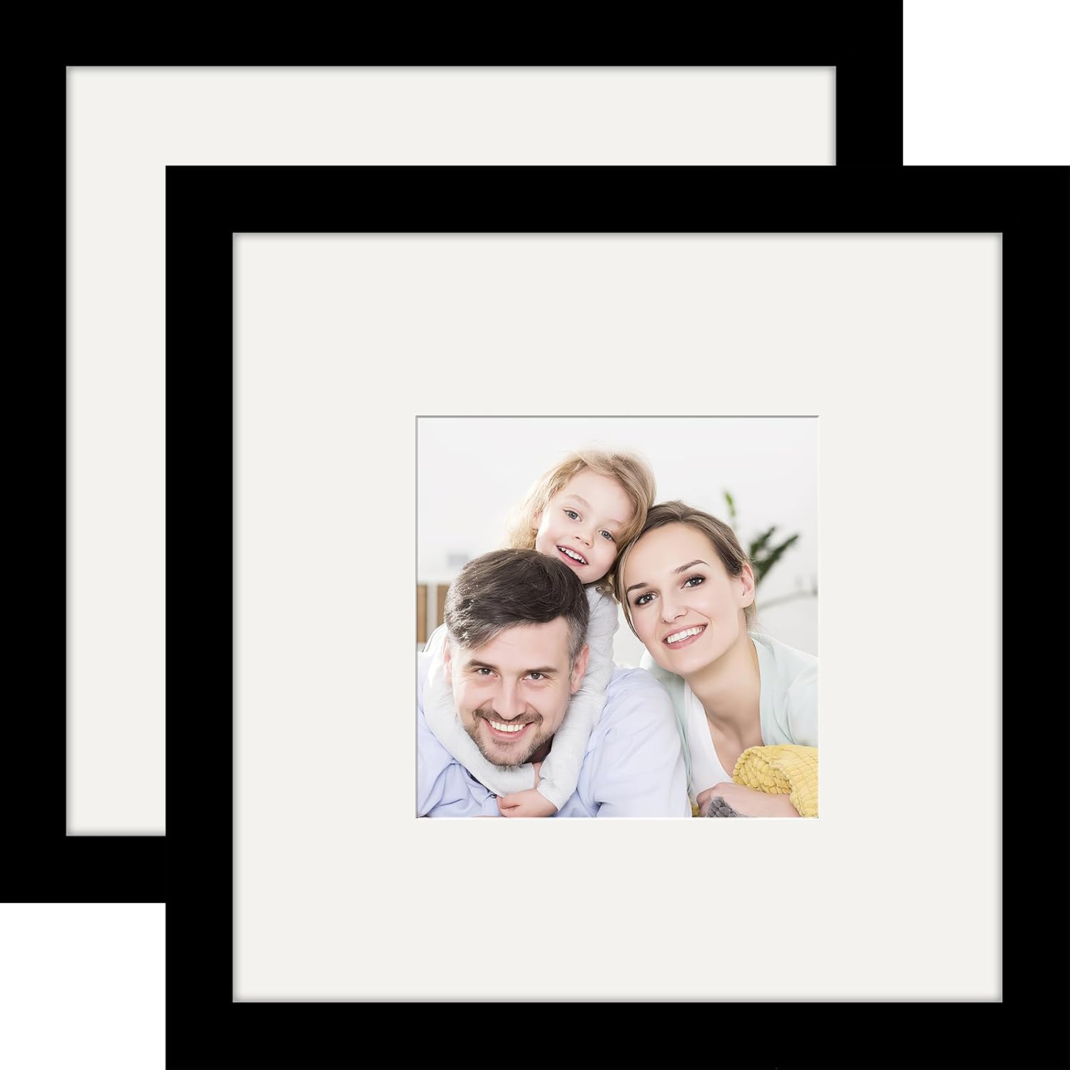 Picture Frames 8x8 2 Pack Made of Solid Wood Black for Wall Mounting and Tabletop Display
