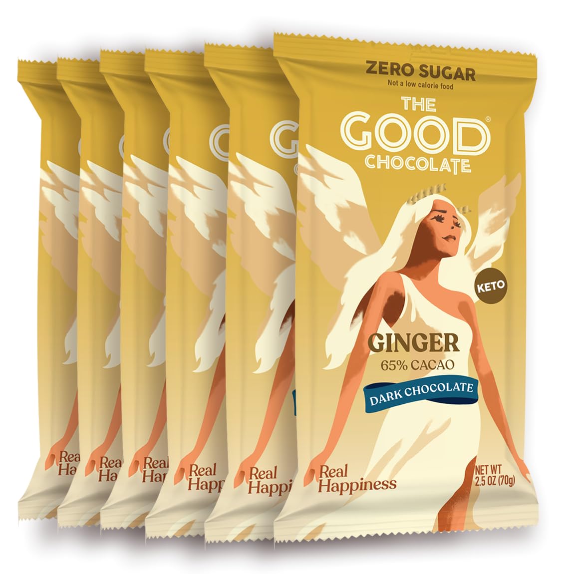 THE GOOD CHOCOLATE – Dark Chocolate Bars with Zero Sugar & Lower Net Carbs – Keto Chocolate Bar with Lower Calories, All Natural and Non-GMO Keto Snacks, 2.5 oz (6 Bars Value Pack)