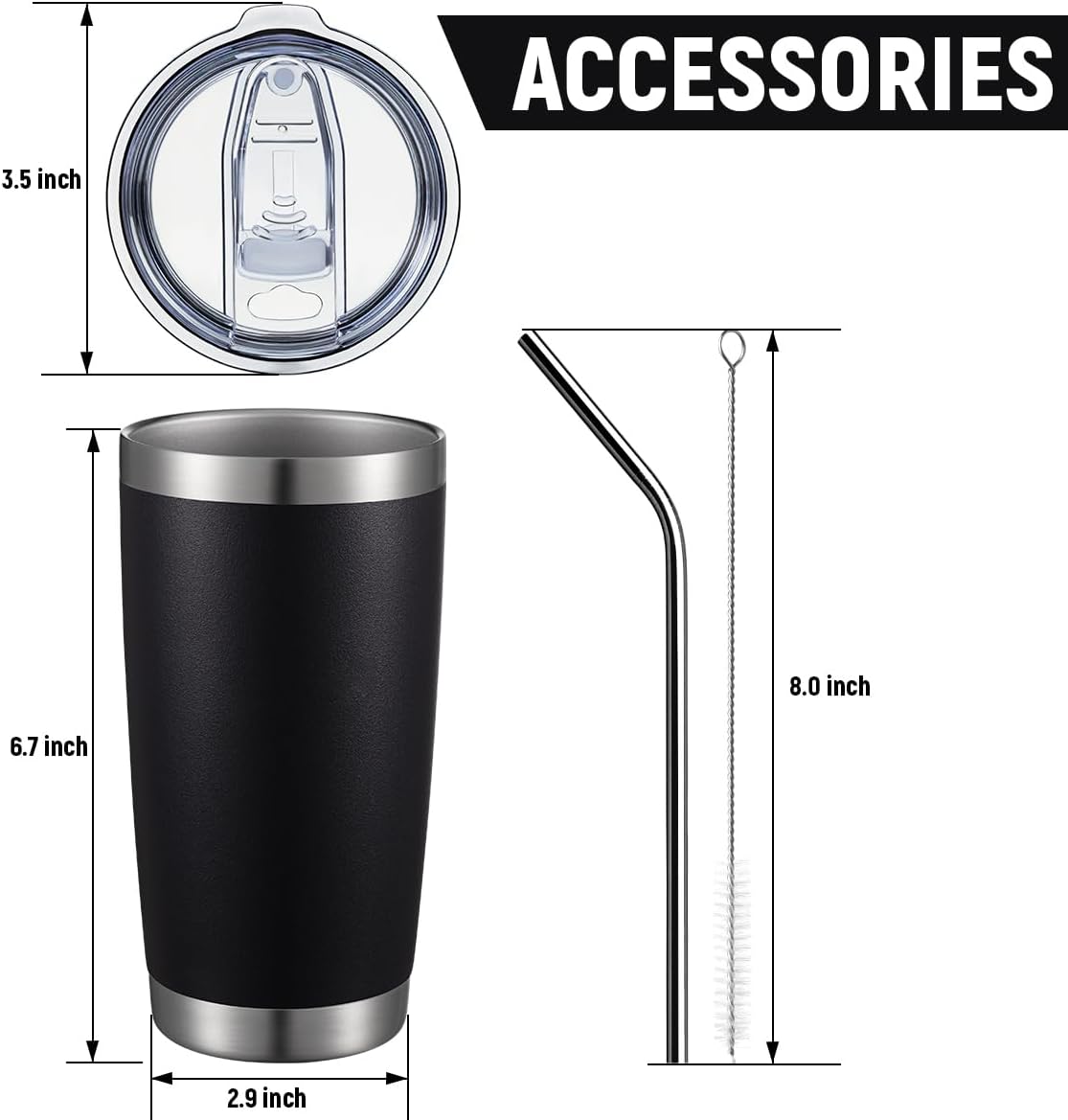 COMOOO 20oz Double Wall Vacuum Insulated Travel Mug