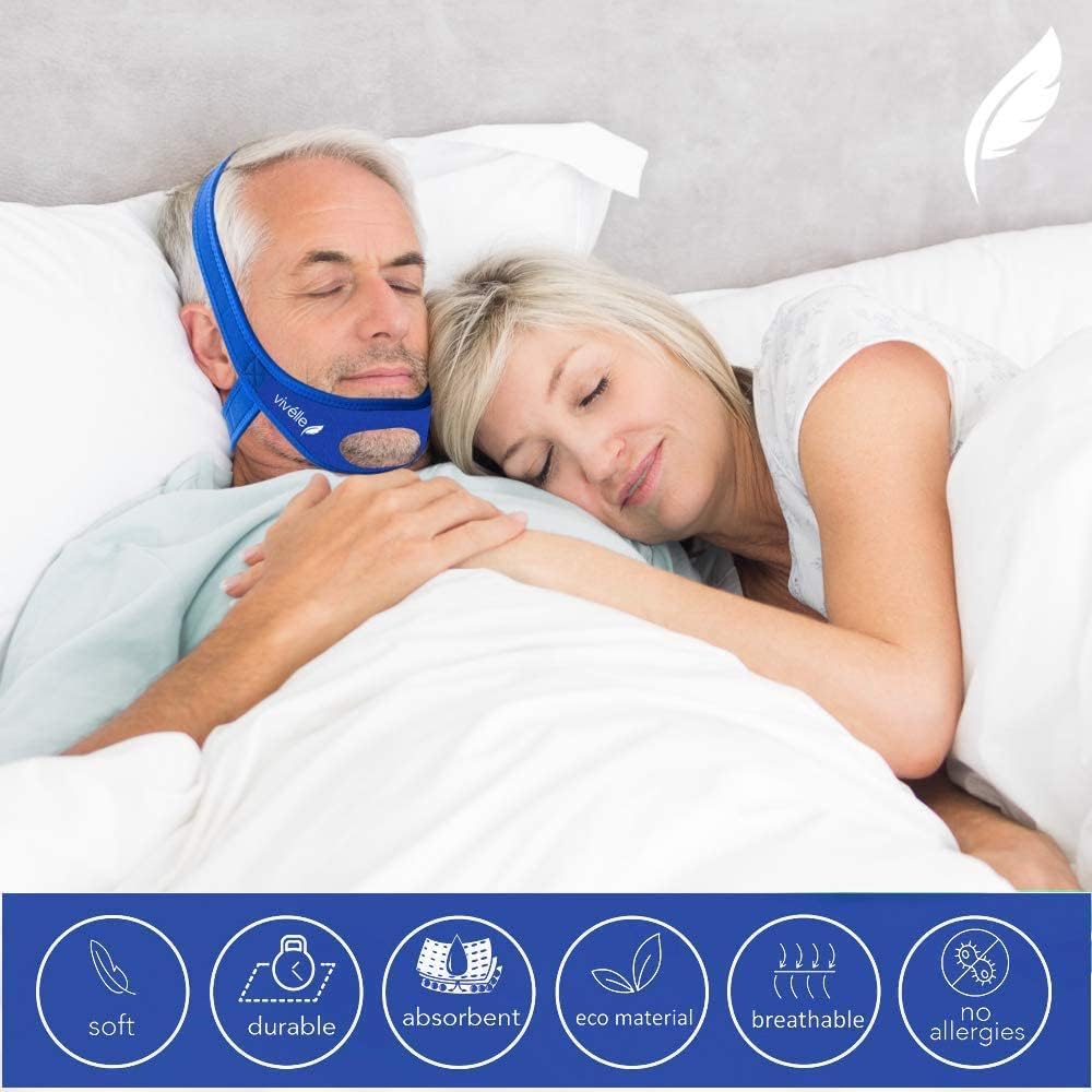 CPAP Chin Strap for Mouth Breathing – Non-Slip Patented Design for All-Night Comfort – Adjustable Jaw Support Stops Air Leaks & Dry Mouth –