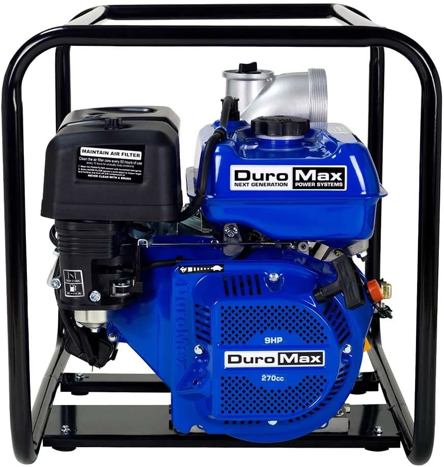 DuroMax XP652WP 208cc 158-Gpm 3600-Rpm 2-Inch Gasoline Engine Portable Water Pump, 50 State Approved, XP652WP, Blue
