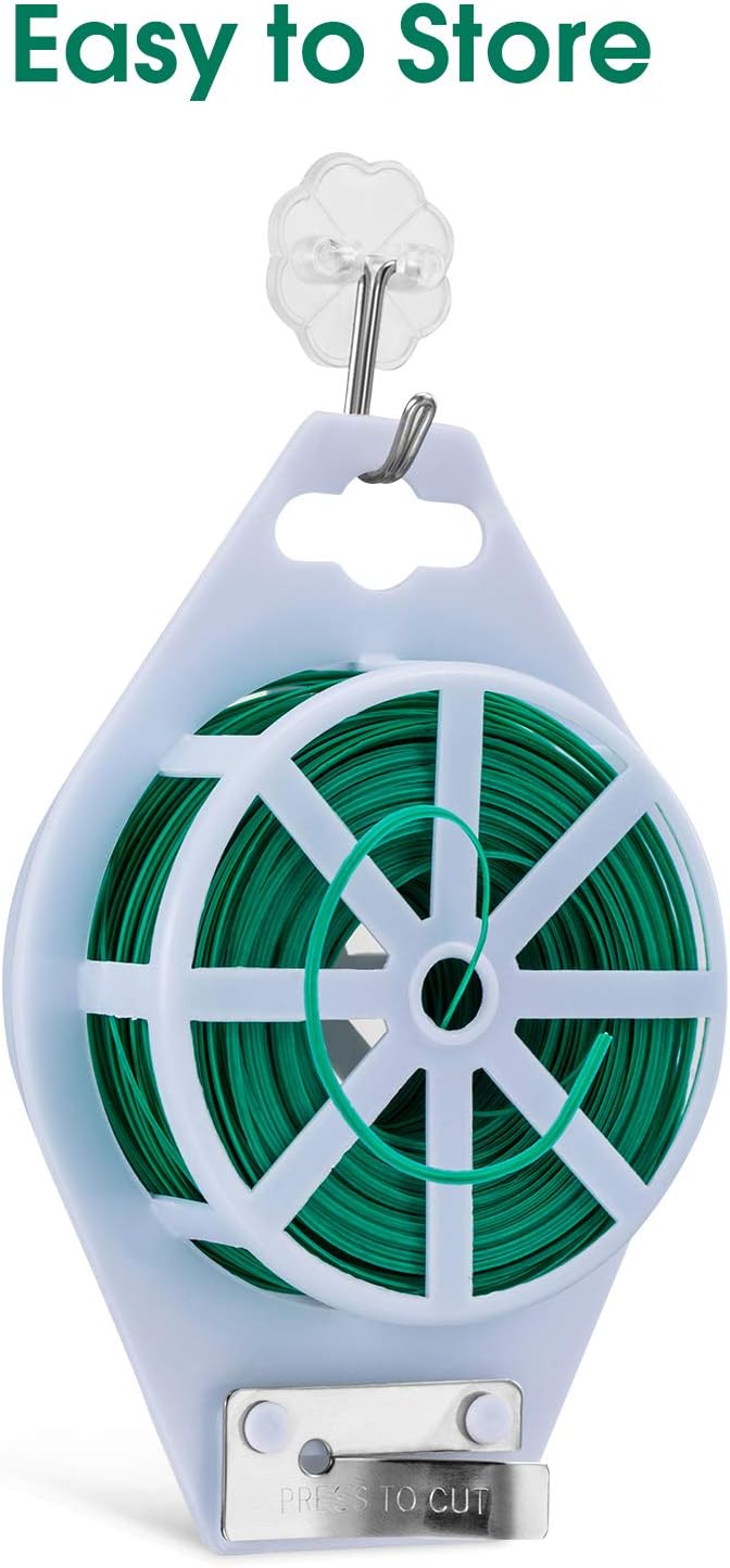 328 Feet (100m) Garden Plant Twist Tie with Cutter Reusable for Plants Growth and Care, Tie Wire Reel for Home and Office Cable Organization
