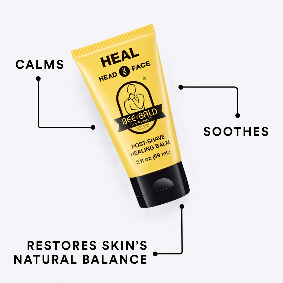 Bee Bald HEAL Aftershave for Men, Calm & Soothes, After Shave Balm, 2 fl oz | Immediately Calms & Soothes Irritated Skin. Treats Razor Burn, Redness, Bumps on Head or Face. Perfect For Sensitive Skin.