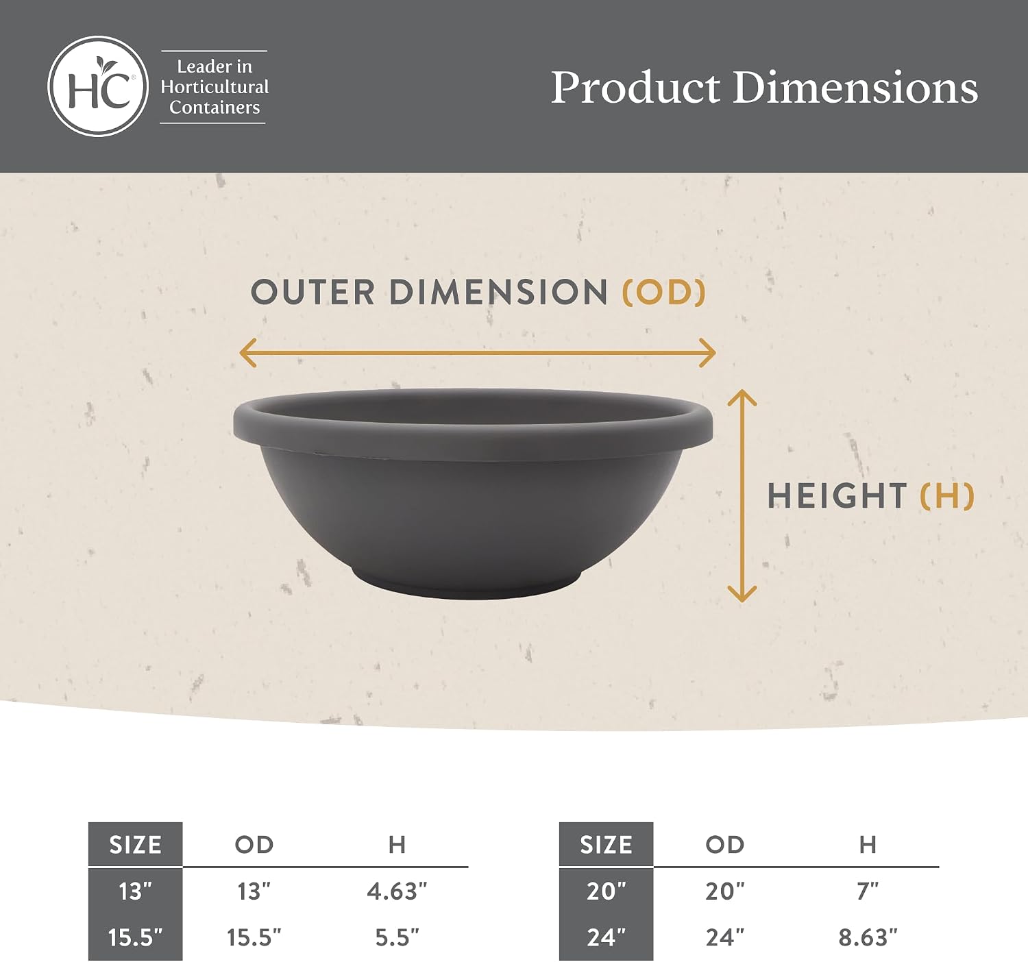 The HC Companies Shallow Planter with Drainage - Contemporary Garden Bowl Planter for Flowers, Herbs & More - Round Succulent Planter Pot for Indoors and Outdoors (20" Clay, Pack of 1)
