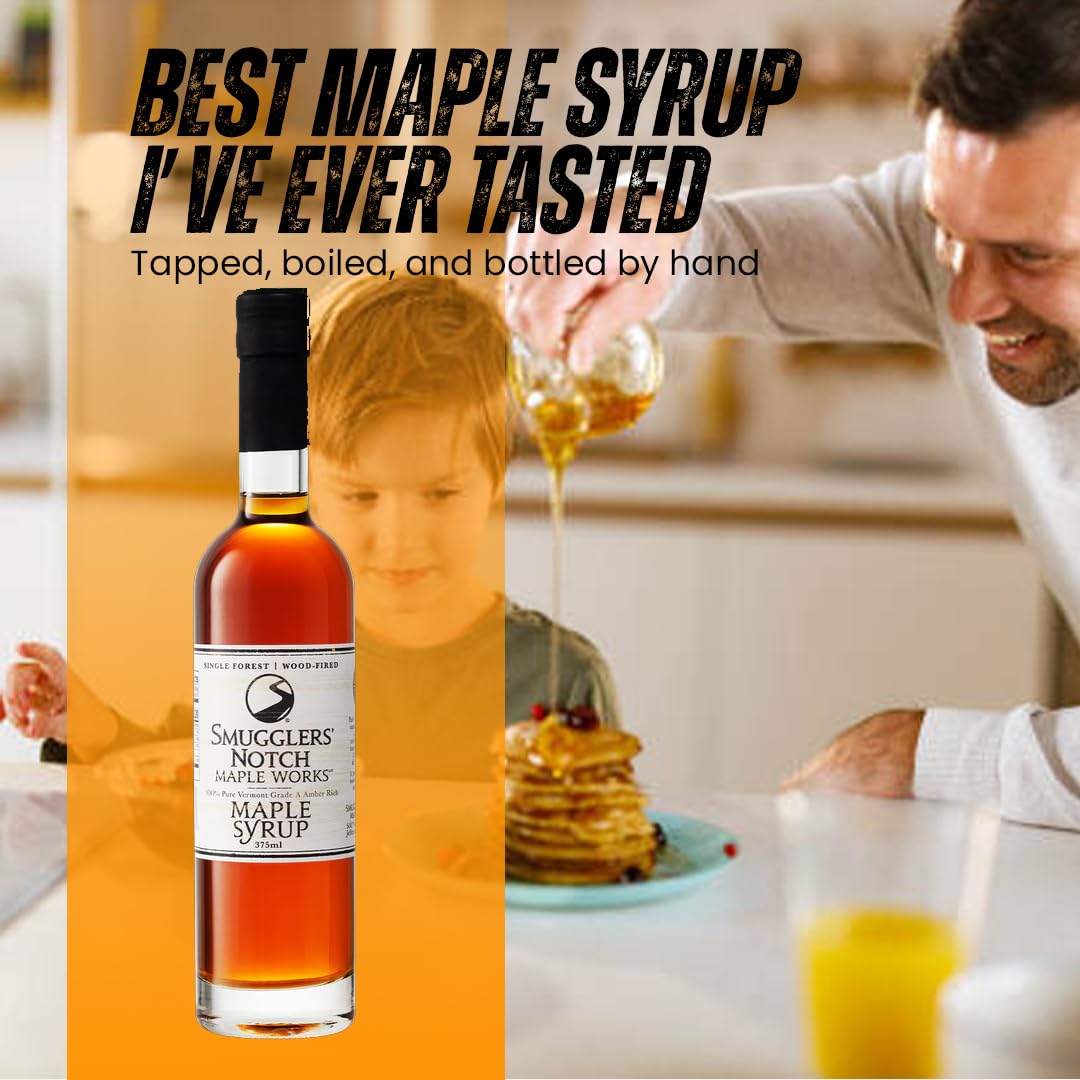 Smugglers’ Notch Maple Works – Bourbon Barrel Aged – 100% Pure Vermont Maple Syrup – Natural Sweetener & Gluten Free – Rich Taste – Waffles and Pancakes, Cocktails, Marinades, 3.38 Fl Oz. (100 mL)