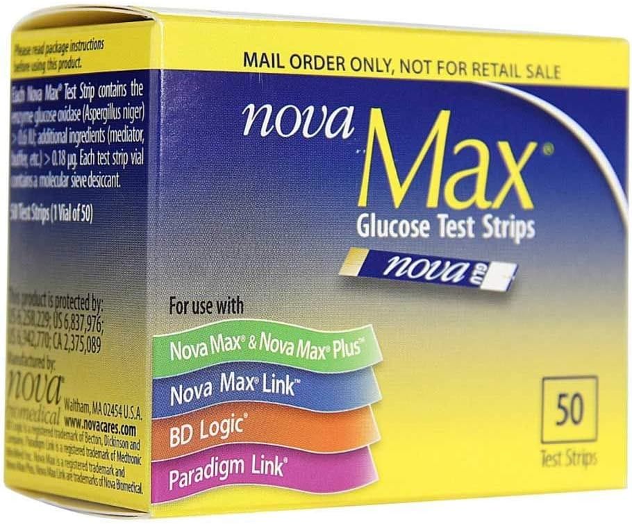 NovaMax Glucose Test Strips, Box of 50 Strips