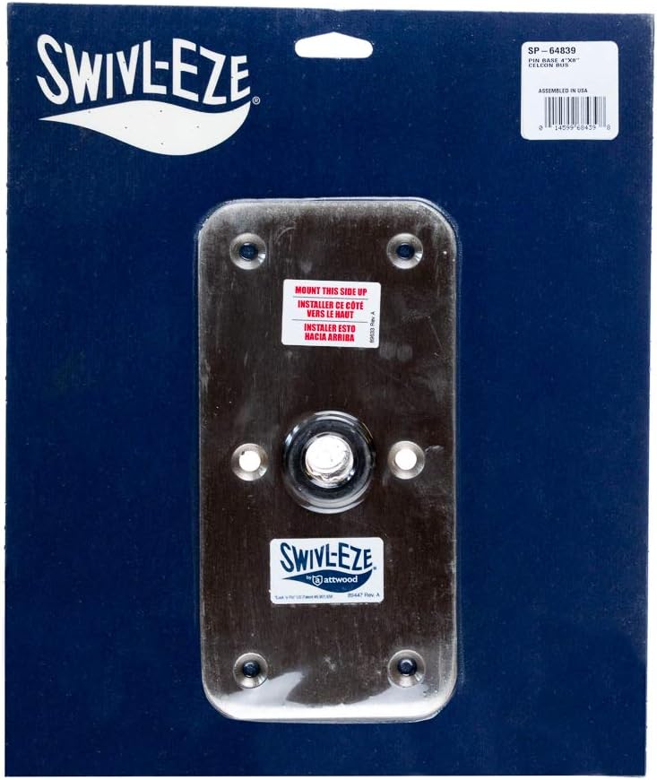 Swivl-Eze attwood SP-67739 Swivl-Eze Lock'N-Pin Stainless Steel 7-Inch x 7-Inch Non Threaded Boat Seat Pedestal Base | Non-threaded for 3/4 in pin socket, needs 2-3/4 in mounting hole, satin finish, exceeds ABYC standards, Type B rating