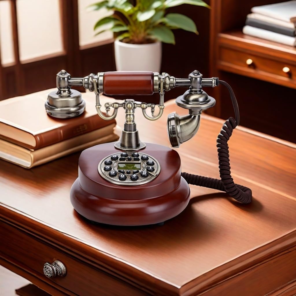 Classic Vintage Desktop Wired Office Telephone of 1950 Old Fashioned Antique Style Home Phone