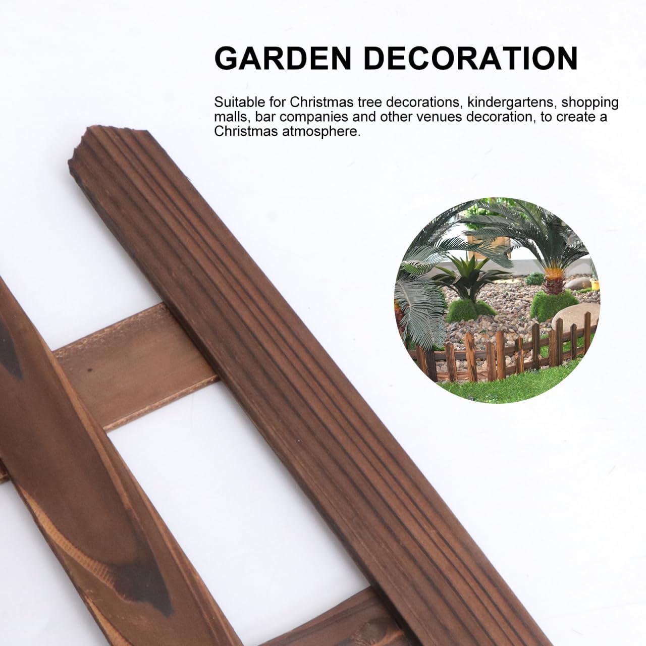 DOITOOL White Picket Fence Garden Border, Wood Decorative Garden Fence Animal Barrier Landscape Fencing Border for Dogs, Flower Bed