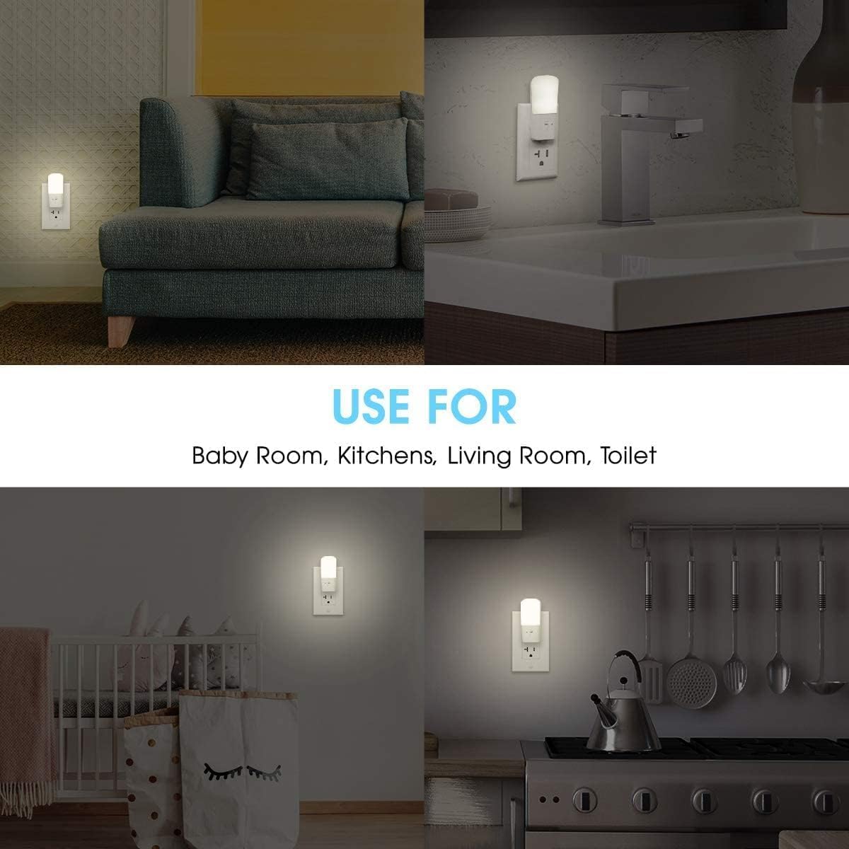 LOHAS-LED Plug in Night Light, Dimmable LED Night Lights Dusk to Dawn 2Pack