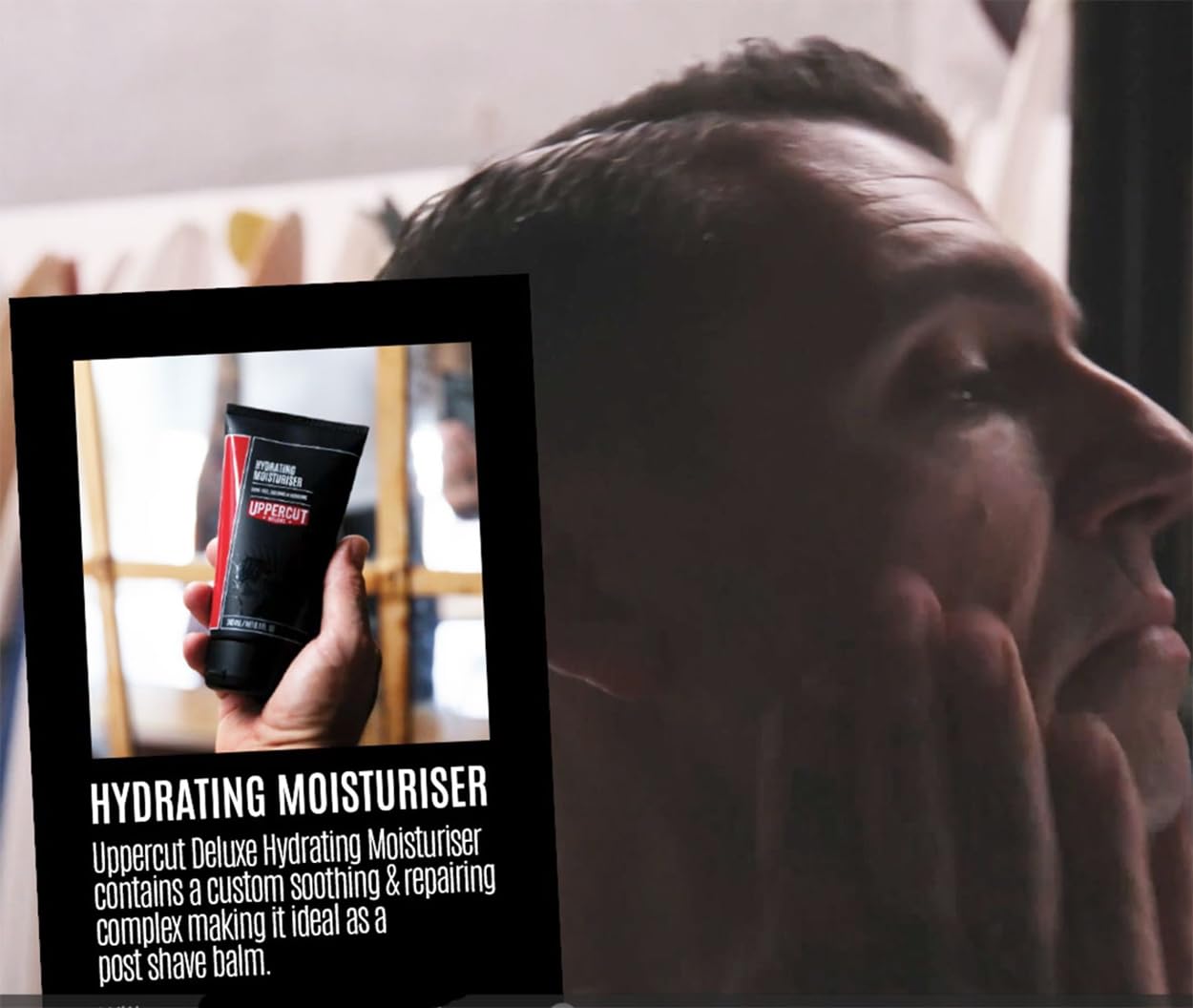 UPPERCUT DELUXE Hydrating Moisturizer for Men – Oil-Free Post Shave Soothing Cream with Allantoin & Shea Butter – 4 fl oz (120 mL)