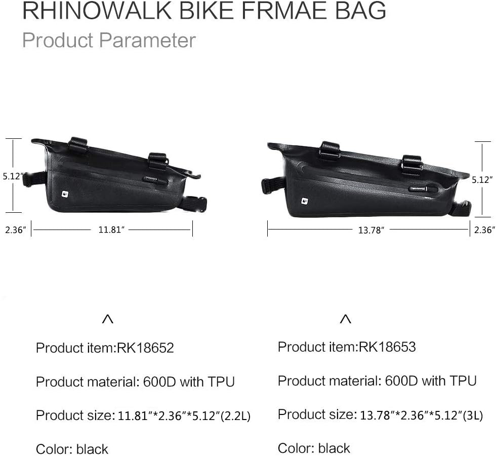 Rhinowalk Professional Cycling Accessories - Waterproof Triangle Bag for Bike Frame, Under Tube Pouch