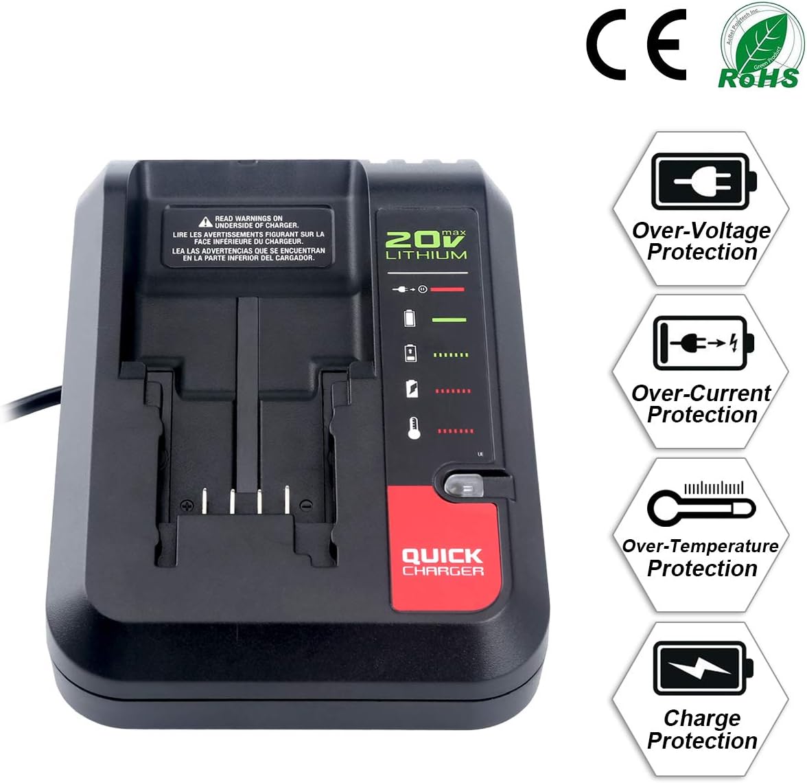 Lasica 20V Max Charger Compatible with Black & Decker 20v Battery and Compatible with Porter-Cable 20v Battery LBXR20 LBXR2020 PCC681L PCC685L