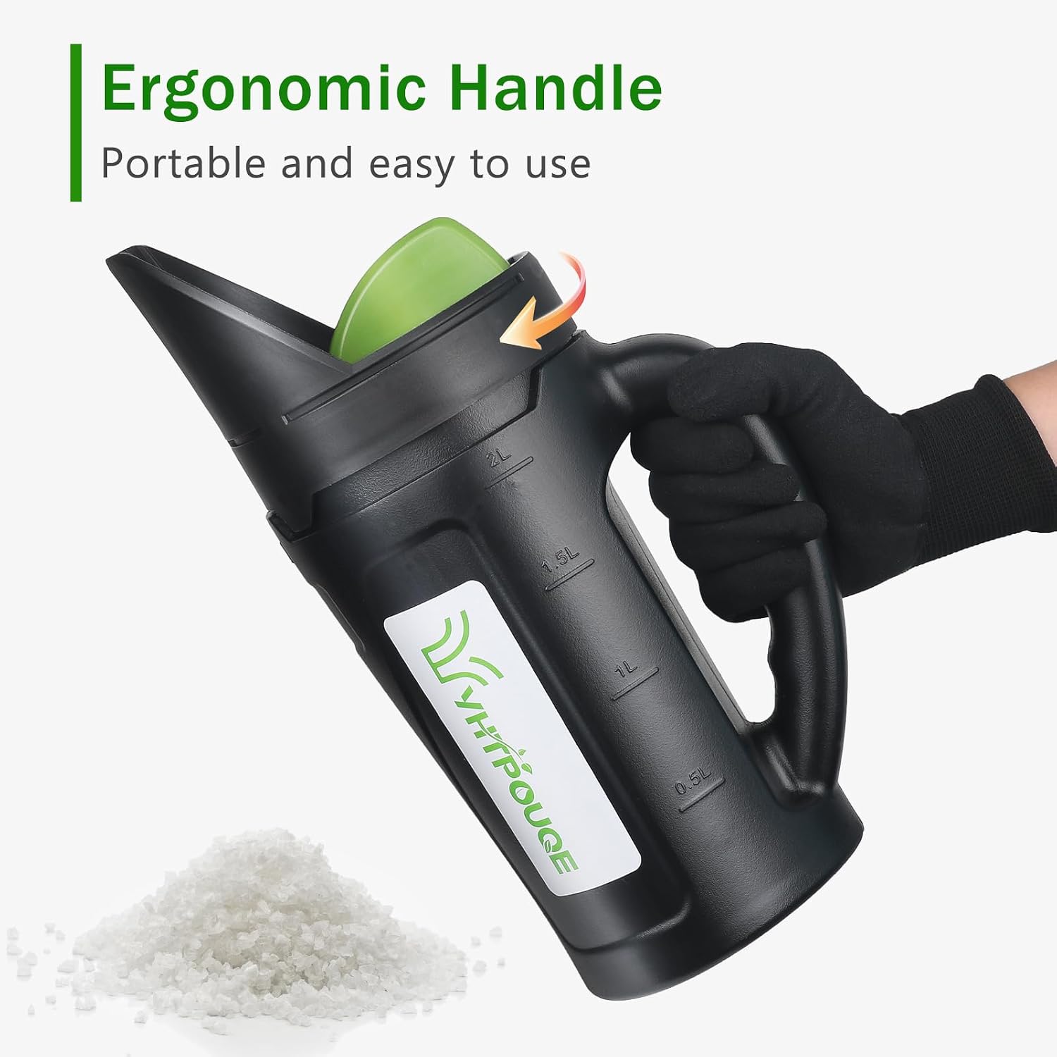 Yhtpouqe Hand held Spreader, Seed Spreader for Ice Melt, Grass Seed, Fertilizer Lawn and Garden. Multiple Adjustable Opening Sizes for Salt, Ice Melt