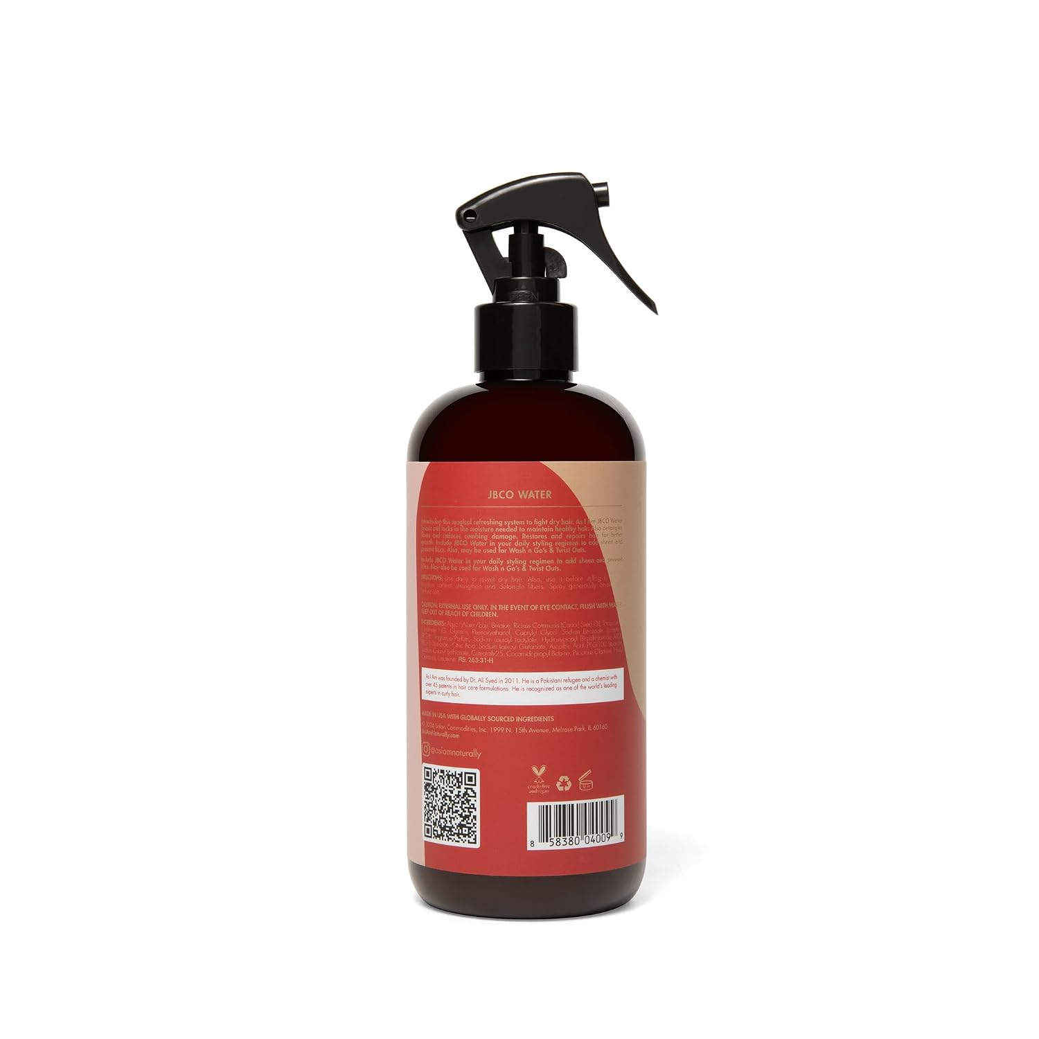 As I Am JBCO Water 16 oz - Nano Curl Strengthener - Moisturizes and Detangles - Anti-Frizz - Increases Fiber Strength - Enriched with Jamaican Black